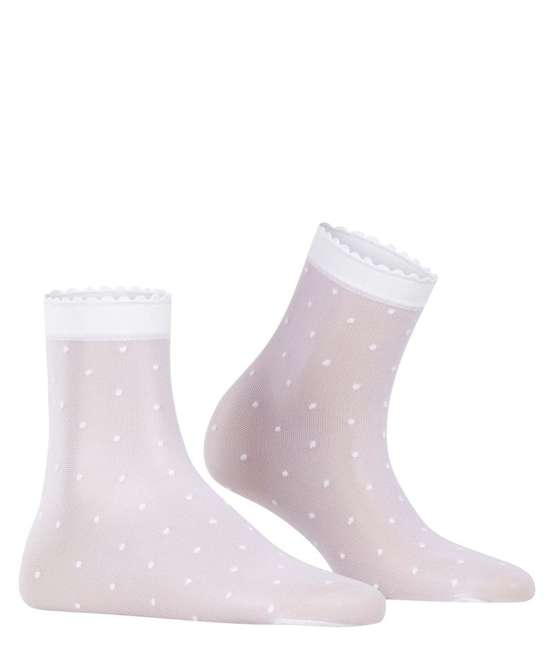 FALKE Women's Dot 15 Denier Dress Socks, Mid Calf, Patterned, Dressy or Casual, Fine Sheer Transparent, Nylon, White (White 2209), 8-10.5, 1 Pair - Image 2